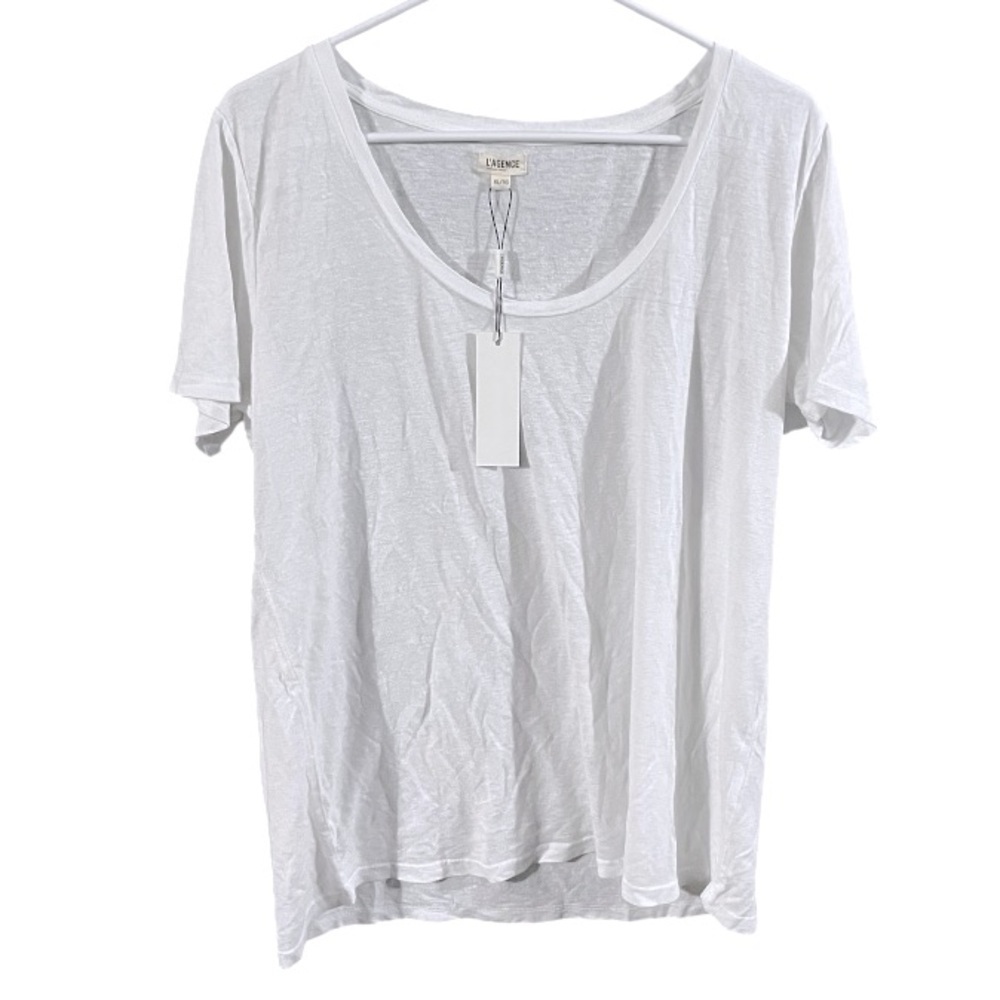 NWT L'AGENCE Harvey White Short Sleeve Tee Size XL